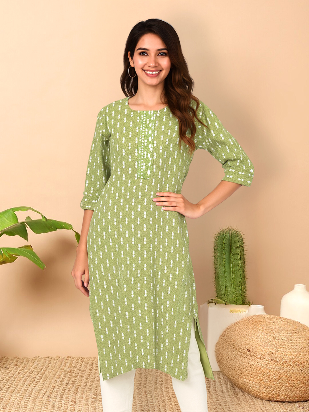 Picture of Effortless Everyday Elegance Printed Straight-Cut Kurta